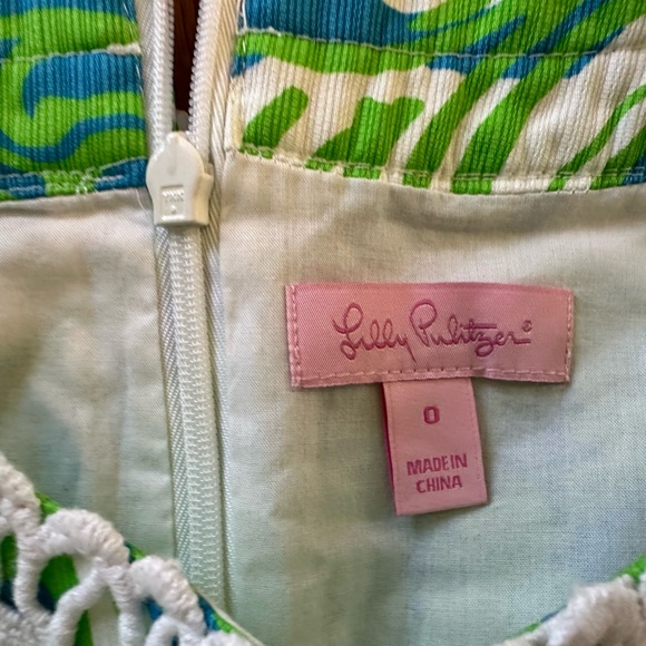 💚💙Lilly Pulitzer Limeade Roar of The Jungle Blue & Green Shift Dress Size 0💚 - Picture 13 of 16